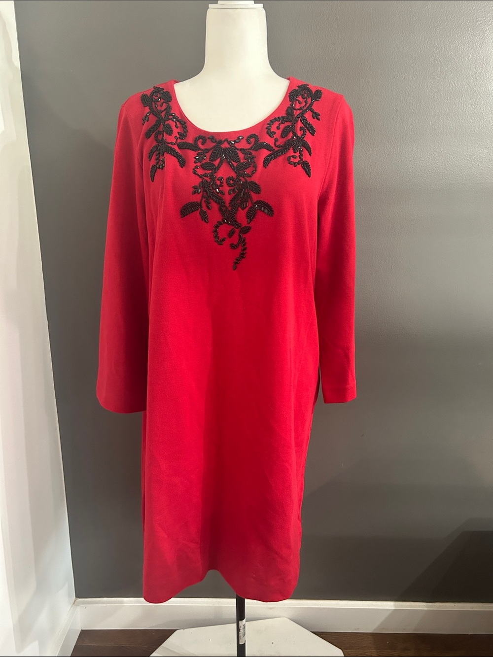 Chico’s Red Embroidered Scoop Neck Women's Short Dress